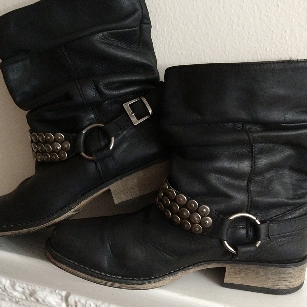 Steve Madden Studded & Slouched Moto Boots. P. Coinz